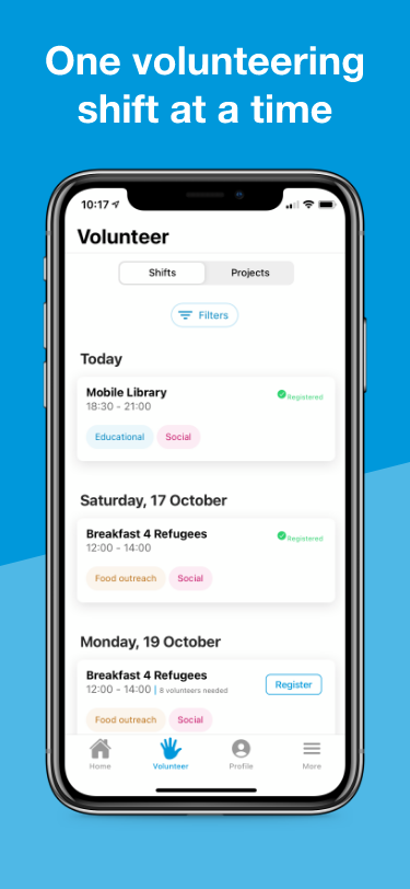 One volunteering shift at a time